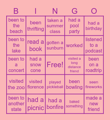 June 2025 Bingo Card