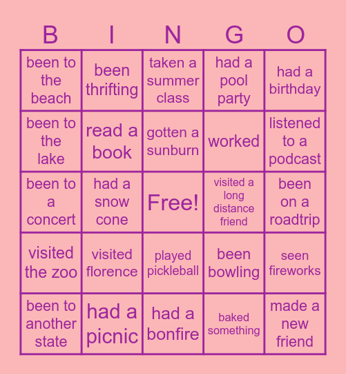 June 2025 Bingo Card