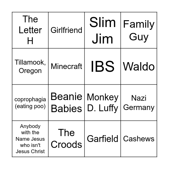 Wikipedia Speedrun Bingo Card
