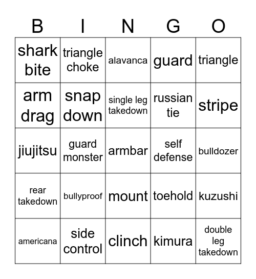 Bullyproof Camp Bingo Card