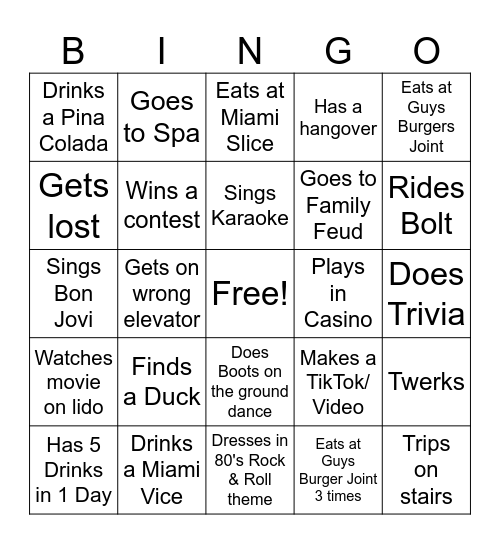 Girls Trip Bingo Card
