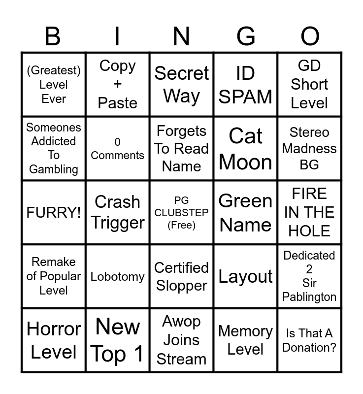 Erm Level Request? Bingo Card