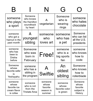 Human Bingo Card