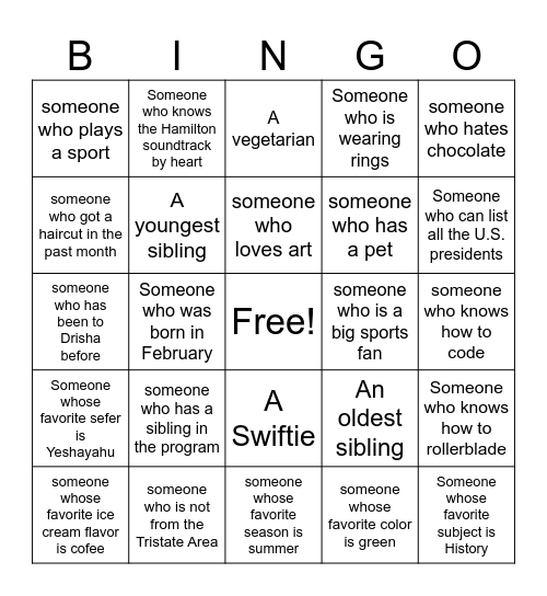 Human Bingo Card