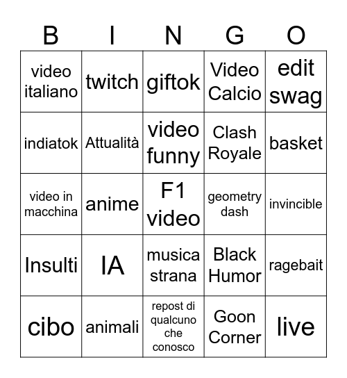 \sigma bingo Card