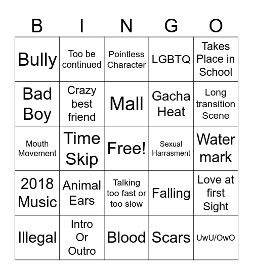 Gacha Bingo Card