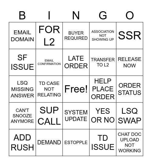 FFD #1 Bingo Card