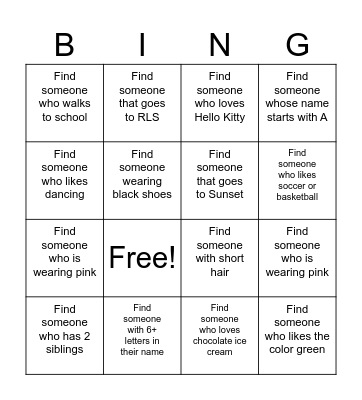 2ND GRADE SUMMER BINGO Card