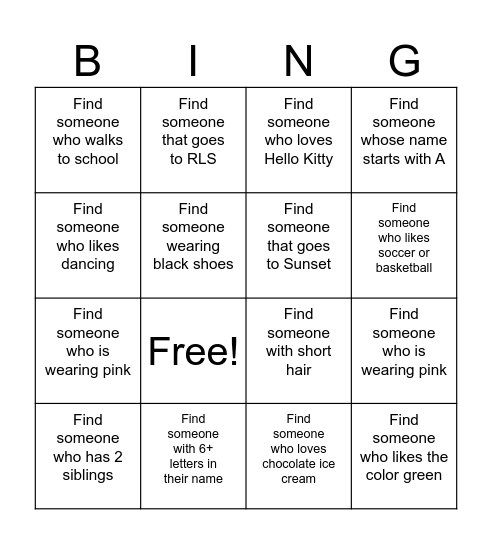 2ND GRADE SUMMER BINGO Card