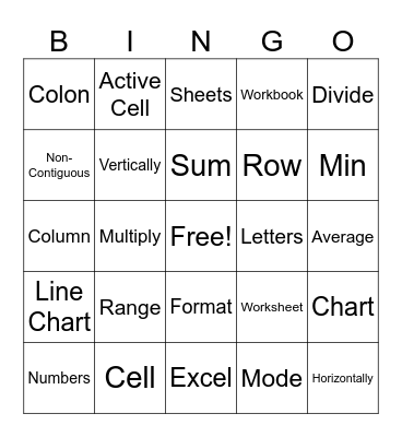 Spreadsheet Bingo Card