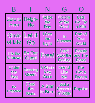 Movie Songs. Bingo Card