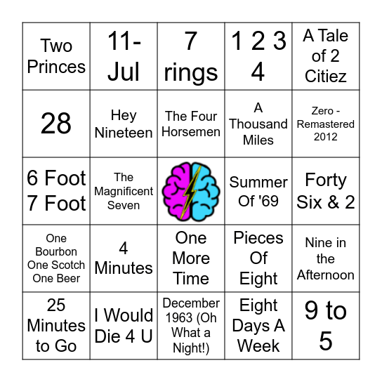 Numerical Names #2 Bingo Card