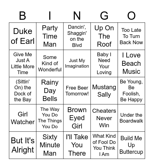 Shaggin' On The Blvd Bingo Card
