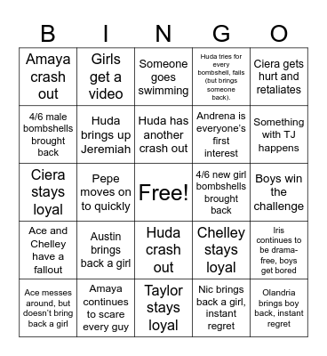 Casa Week Bingo Card