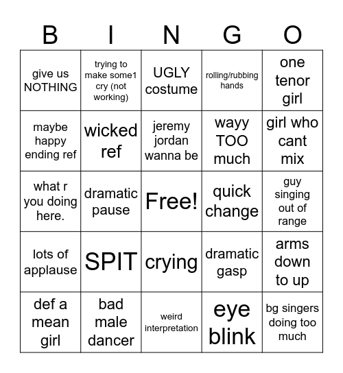 jimmy's bingo Card