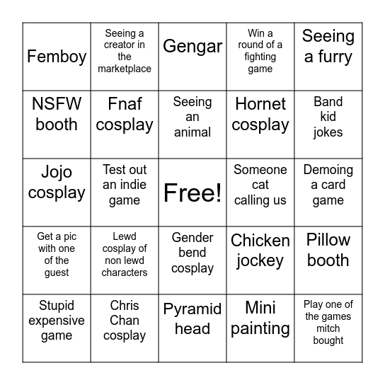 Too Many Games Bingo Card