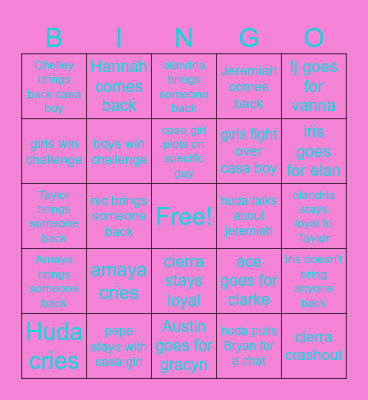 Casa Amor Bingo Card