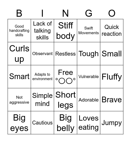Jumping Spider's Bingo Card