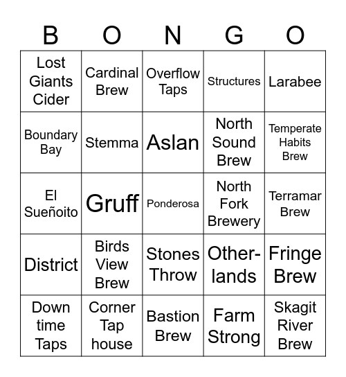 Brewery Beergo Bingo Card