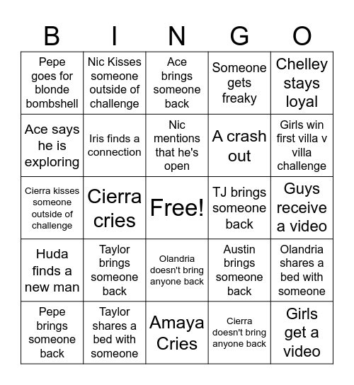 Casa Amor! Bingo Card