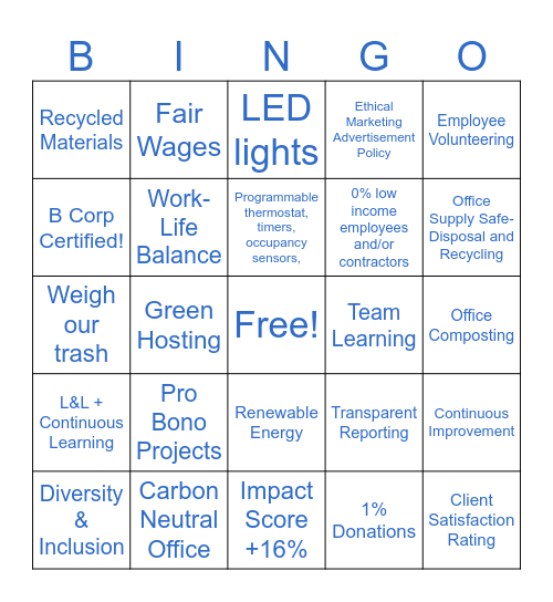 B-Corp Bingo Card