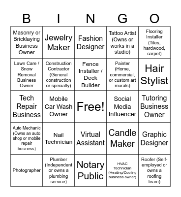 Entrepreneur BINGO Card