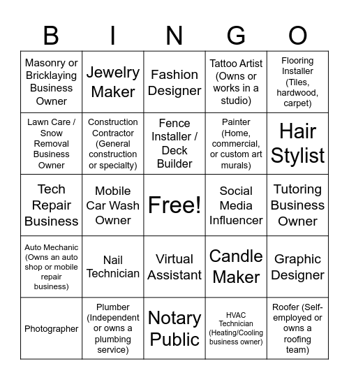 Entrepreneur BINGO Card