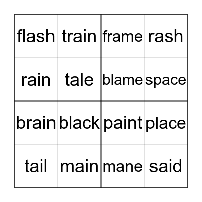 2nd  short a/long a  CVCE/CVVC Bingo Card