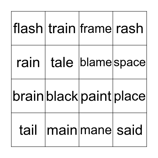 2nd  short a/long a  CVCE/CVVC Bingo Card