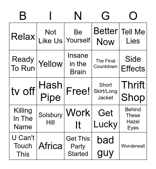 Nimmocation Music Bingo Card