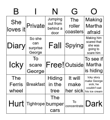 George and Martha: One Fine Day Bingo Card