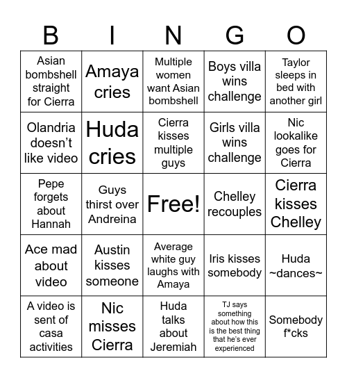 CASA AMOR BINGOOOO Bingo Card