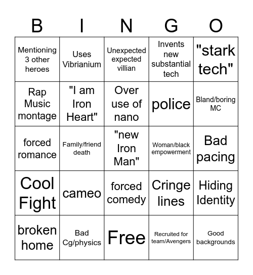 Iron Heart Bingo Card