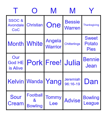 BINGO for TOMMY'S 90th Birthday! Bingo Card