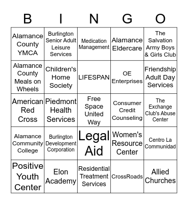 ONE Team ONE Goal Bingo Card