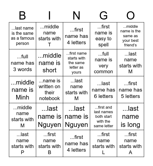 Find someone whose... Bingo Card