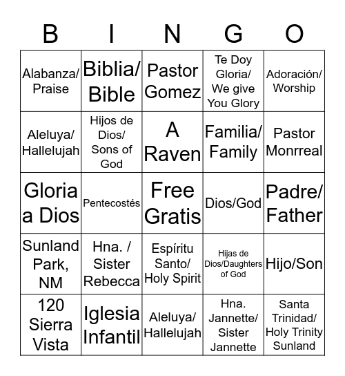 Edicion: Iglesia Infantil Bingo Card
