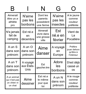 Trouve quelqu'un qui... Bingo Card