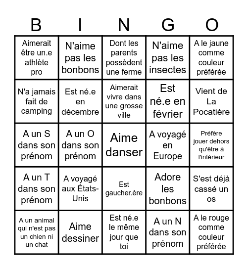 Trouve quelqu'un qui... Bingo Card