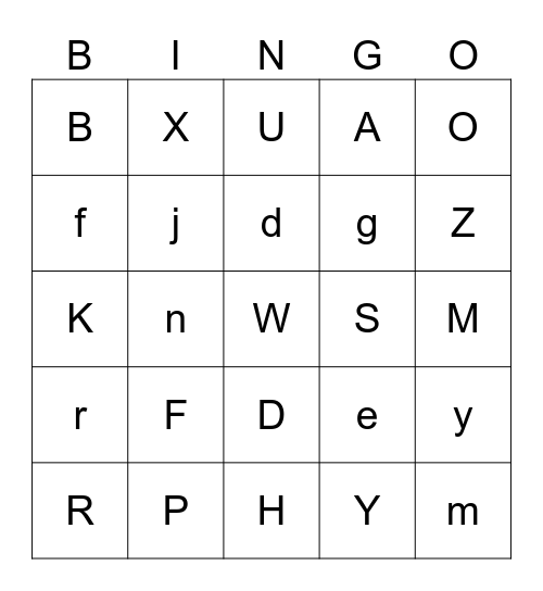 A-Z Bingo Card