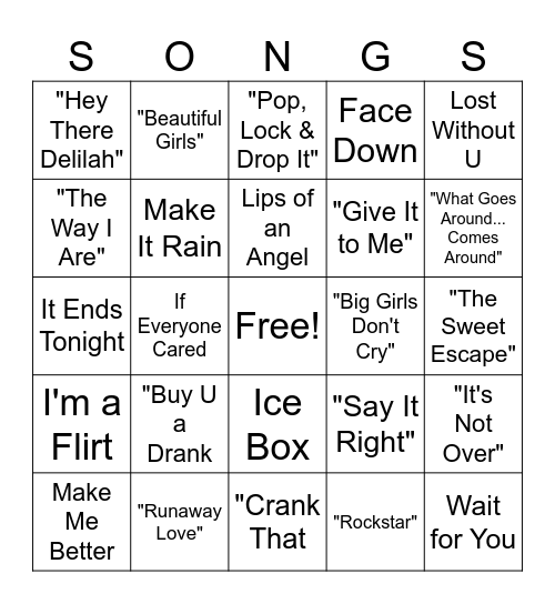 2007 Top Singles Bingo Card