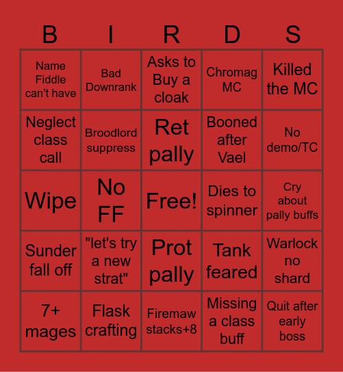 BWL Pug Bingo Card