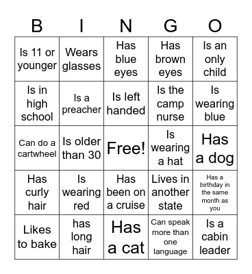 Find Someone who... Bingo Card