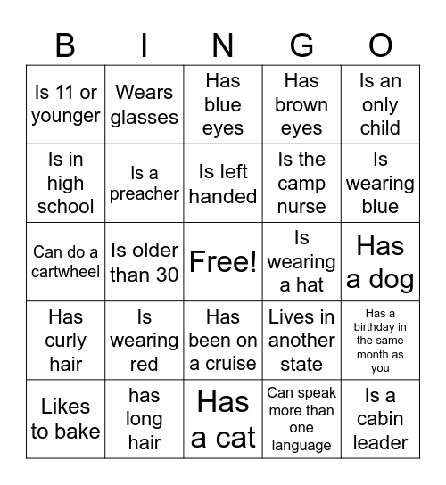 Find Someone who... Bingo Card