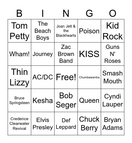 Who Sang Me? Bingo Card