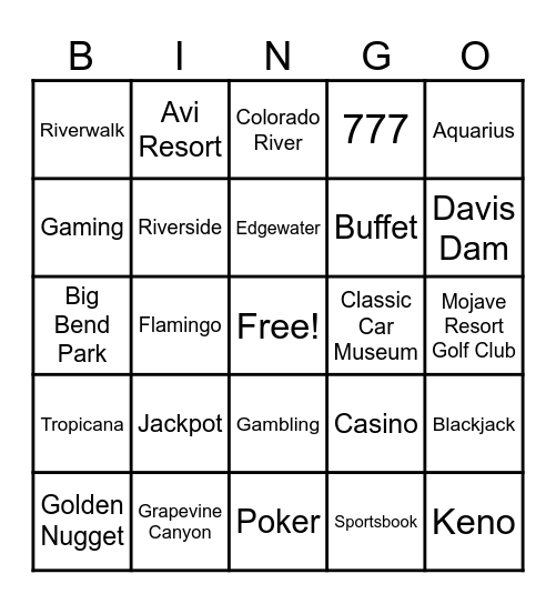 Laughlin, Here We Come! Bingo Card