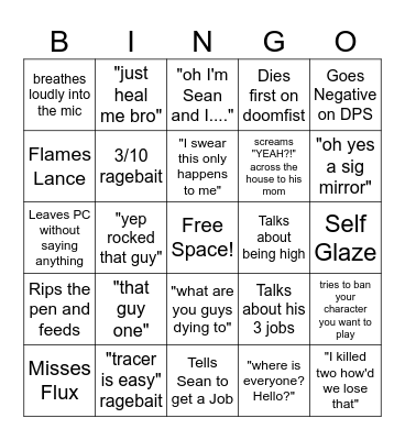 Sam Bingo Card