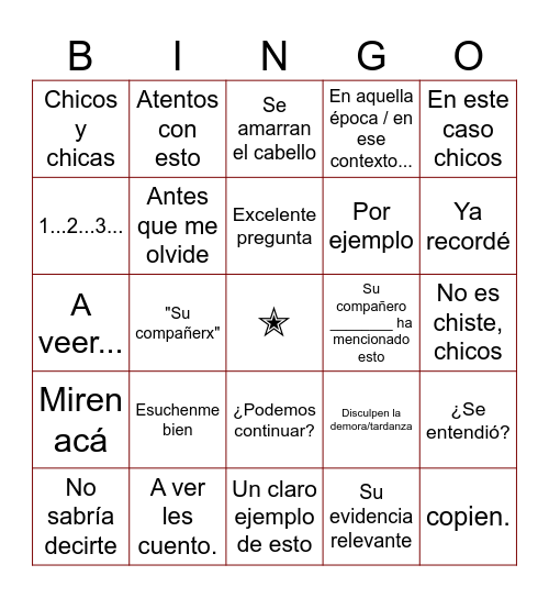 Bingo Gino Bingo Card