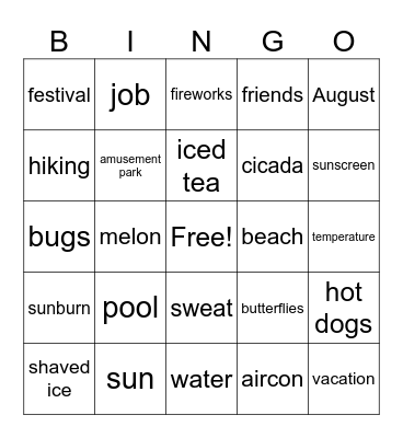 Summer Bingo Card