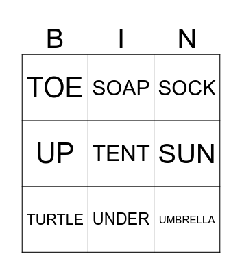 Letters S, T, U Bingo Card